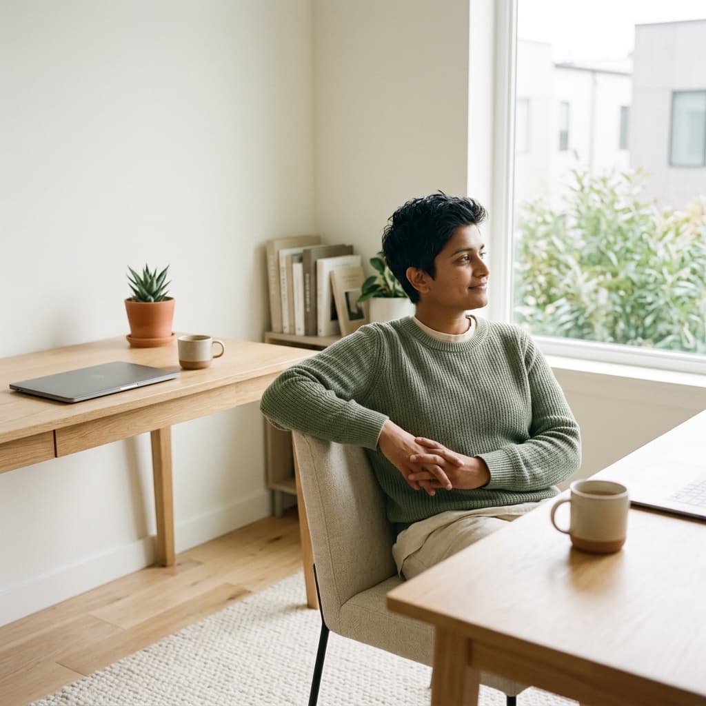 Employee finding calm at work